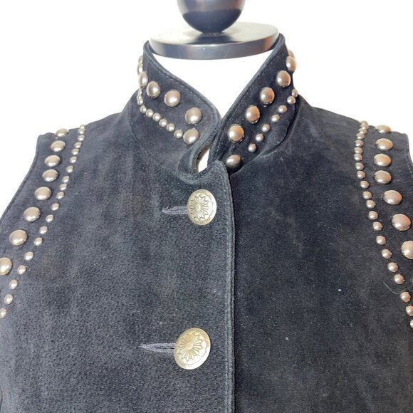 Frontier Collection Vintage Womens Vest Size M Black Studded Suede Phoenix USA - Picture 4 of 9
